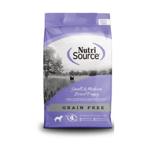 Empaque de NutriSource Cachorro raza pequeña y mediana · Sin granos