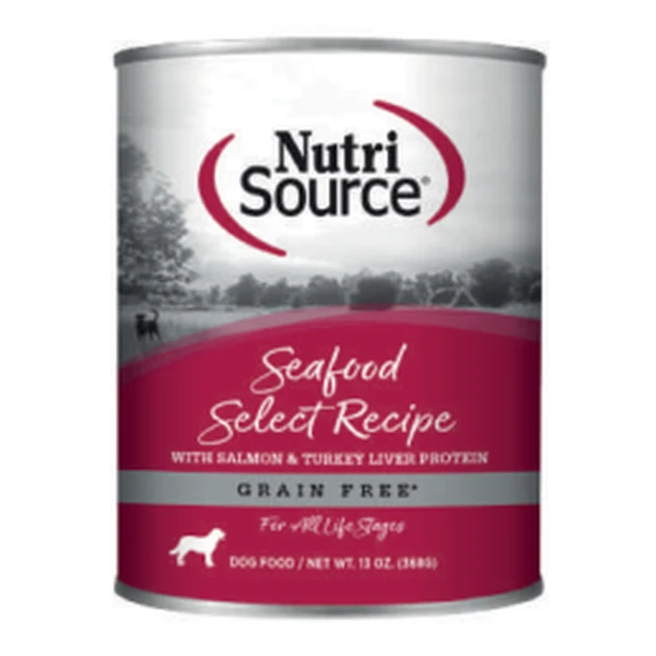 Empaque de NutriSource Seafood Select · Sin granos