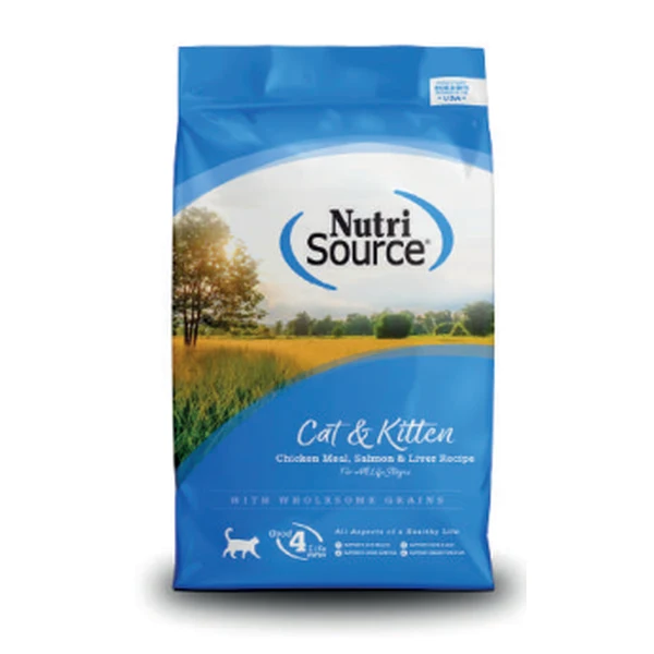 Empaque de NutriSource Cat & Kitten · Pollo, salmón e hígado
