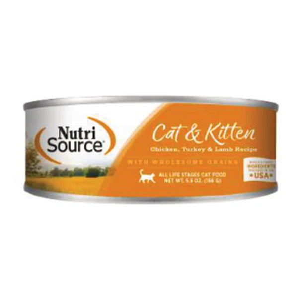 Empaque de NutriSource Cat & Kitten · Pollo, pavo y cordero