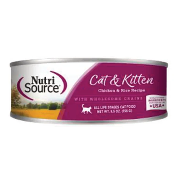 Empaque de NutriSource Cat & Kitten · Pollo y arroz