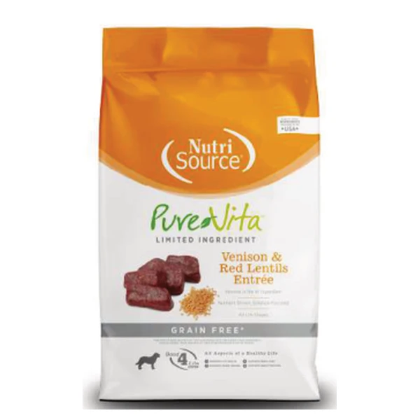 Empaque de Pure Vita Venado y lentejas rojas · Sin granos