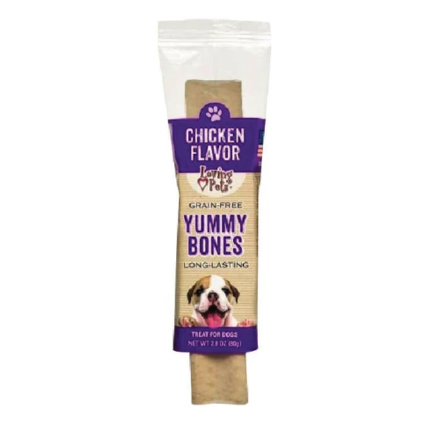 Empaque de Loving Pets Yummy Bones · Pollo · Sin granos