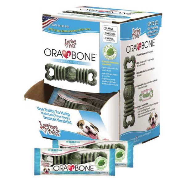 Empaque de Loving Pets Ora-Bone · Premio dental
